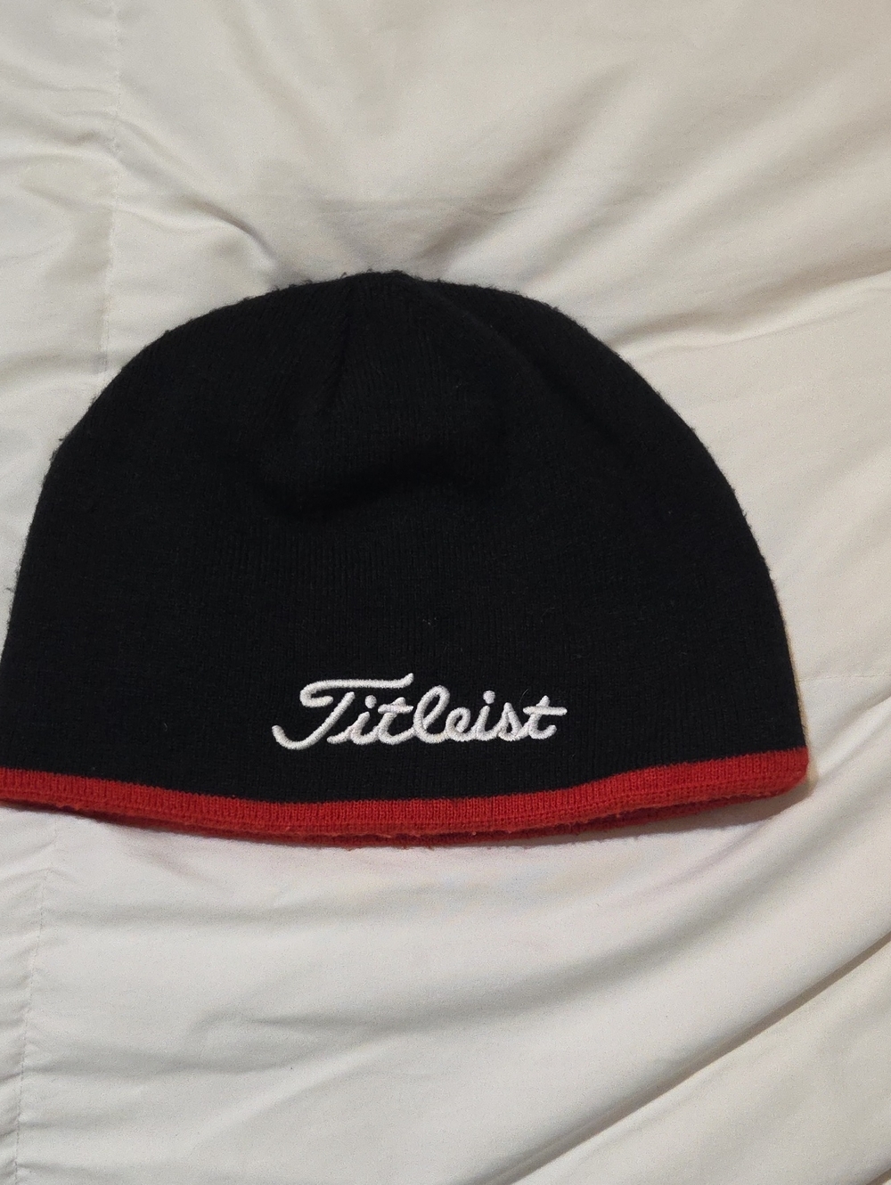 Titleist Golf Black Beanie with Red Trim and White Logo